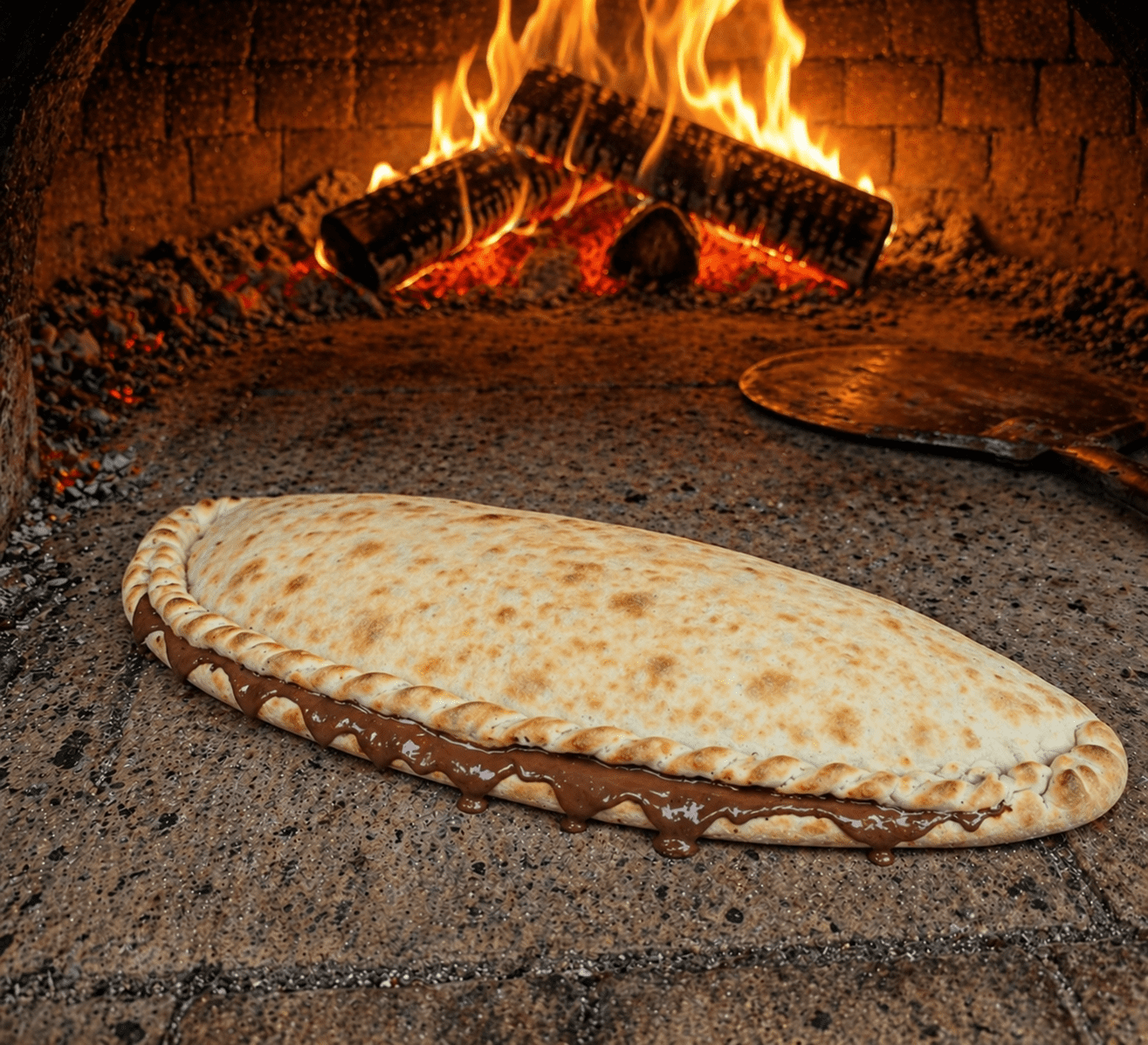 Desserts pizzeria Castres — pizza en chausson Nutella au feu de bois — Pizza Vroum